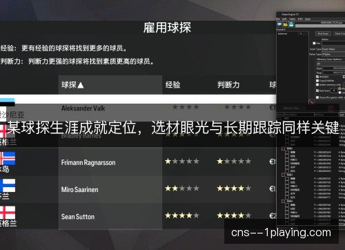 某球探生涯成就定位,选材眼光与长期跟踪同样关键 某球探生涯成就定位,选材眼光与长期跟踪同样关键